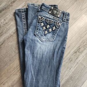Miss Me Light Blue Boot Cut Jeans with Embellishments